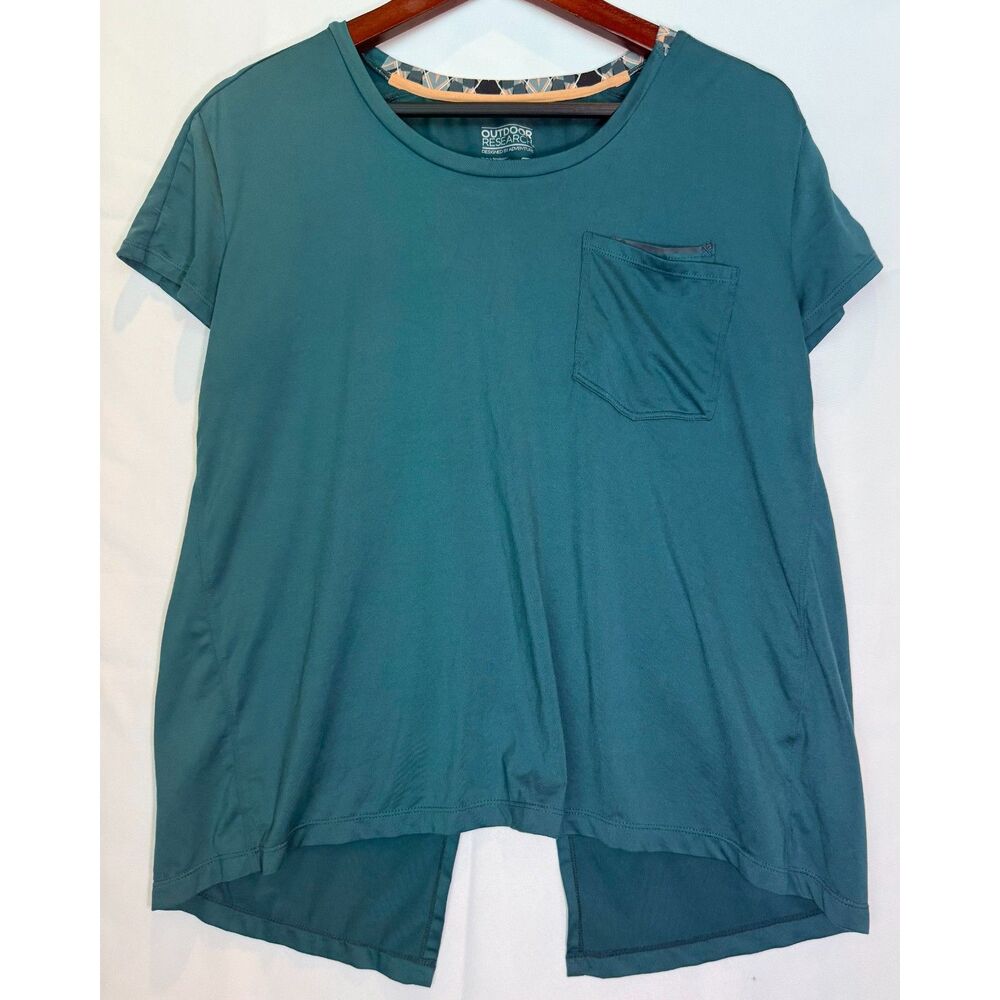 Outdoor Research Womens Small Teal Chain Reaction Short Sleeve Tee Back Vent
